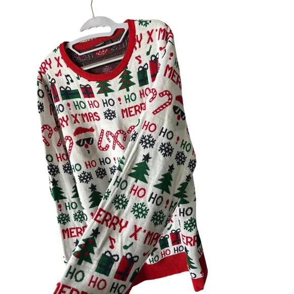 Livery Mens Ugly Christmas Sweater Santa Red White Holiday-Themed Pullover XXL - Picture 2 of 5
